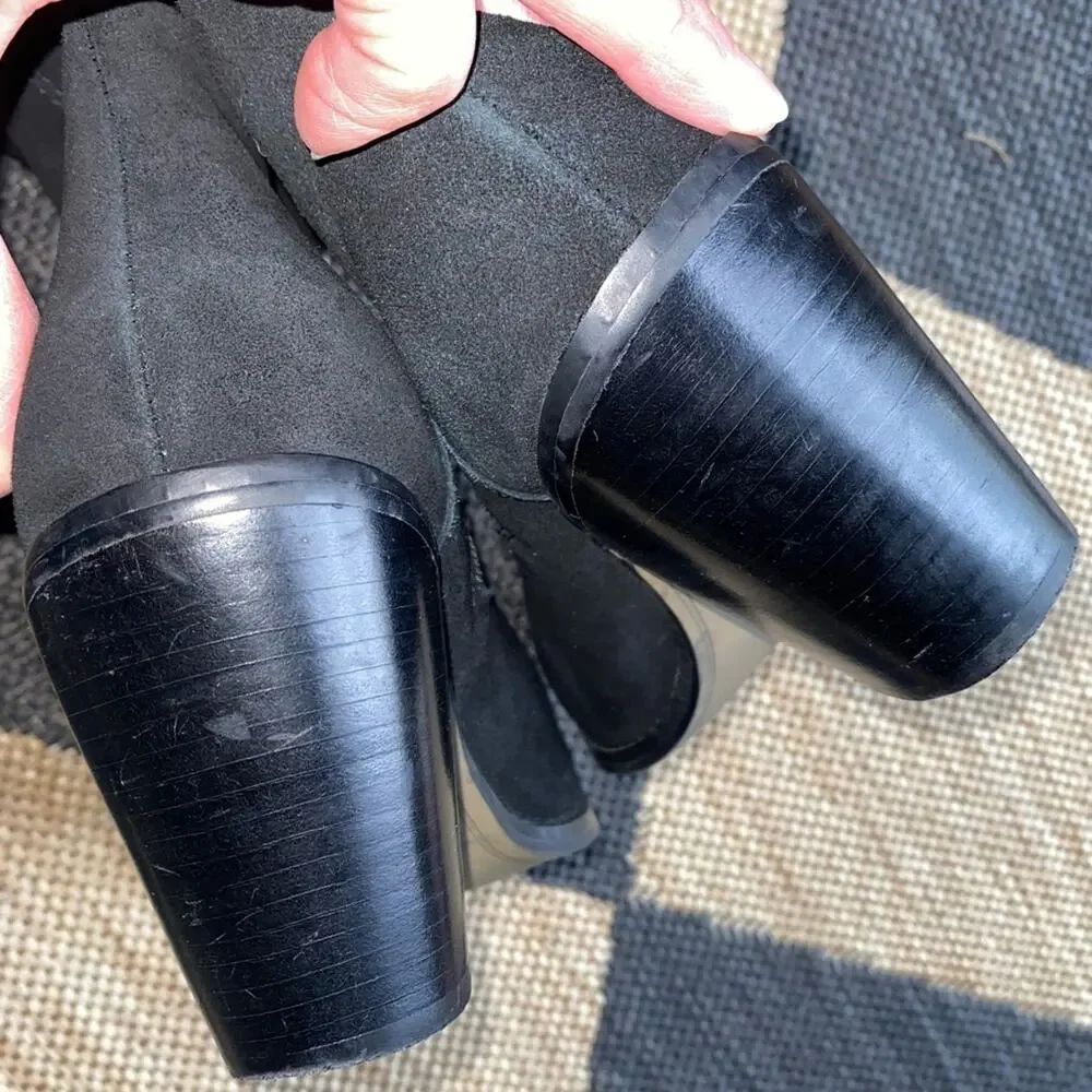 Kelsi Dagger Garnet Hill $225 Women's Black Suede Knee-High Boots 7 EUC
